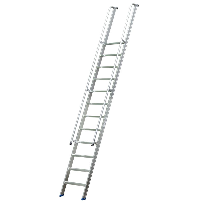 Stufenanlegeleiter 60 cm breit, mit Handlauf und Überstieg, 6 Stufen