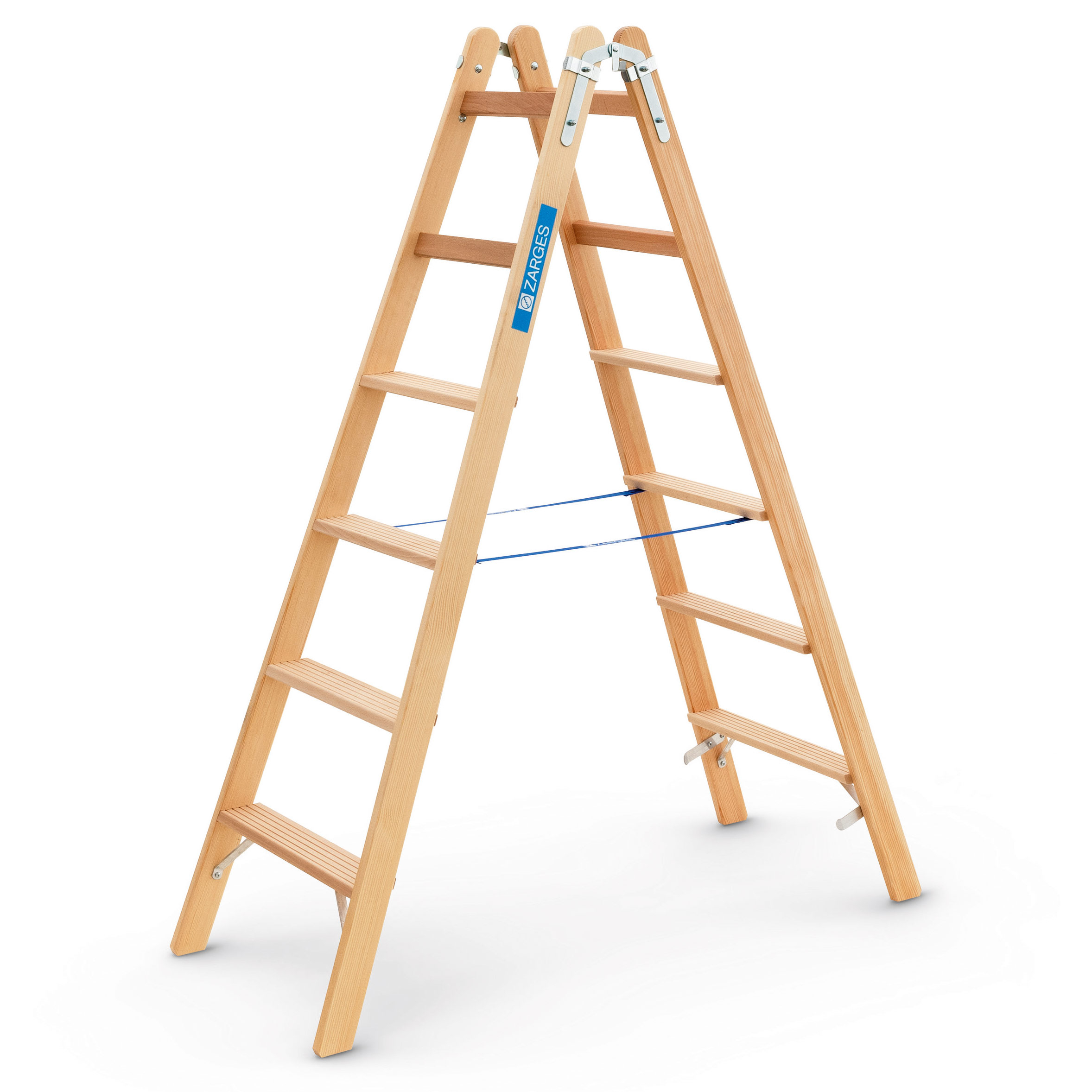 Crestastep B, Holz-Stufen-Stehleiter beidseitig begehbar, 2x4 Stufen