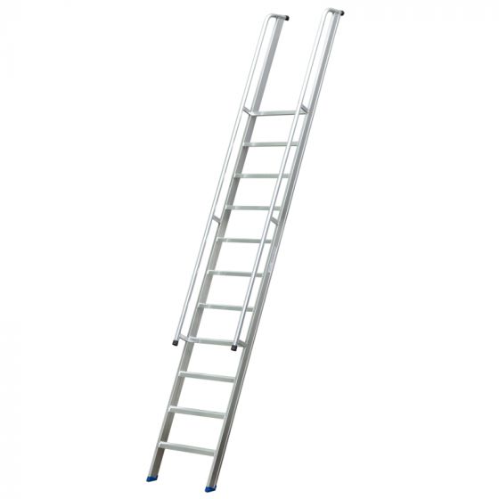 Stufenanlegeleiter 60 cm breit, mit Handlauf und Überstieg, 6 Stufen