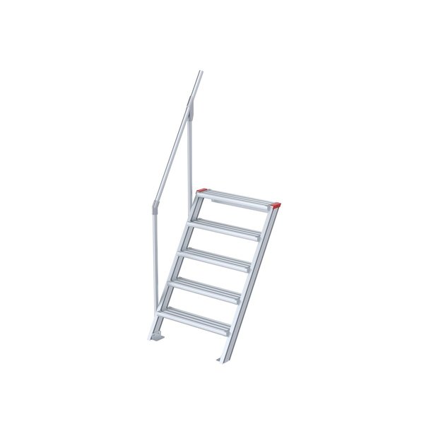 Treppe, 60° Steigwinkel, 1000 mm Stufenbreite, Alu gerieft, 5 Stufen