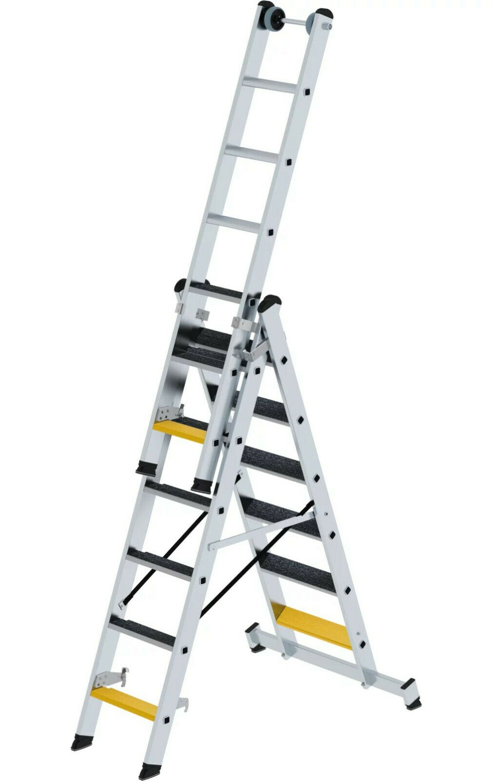 Stufen-Mehrzweckleiter 3-teilig mit nivello®-Traverse und clip-step R 13, 3x6 Stufen