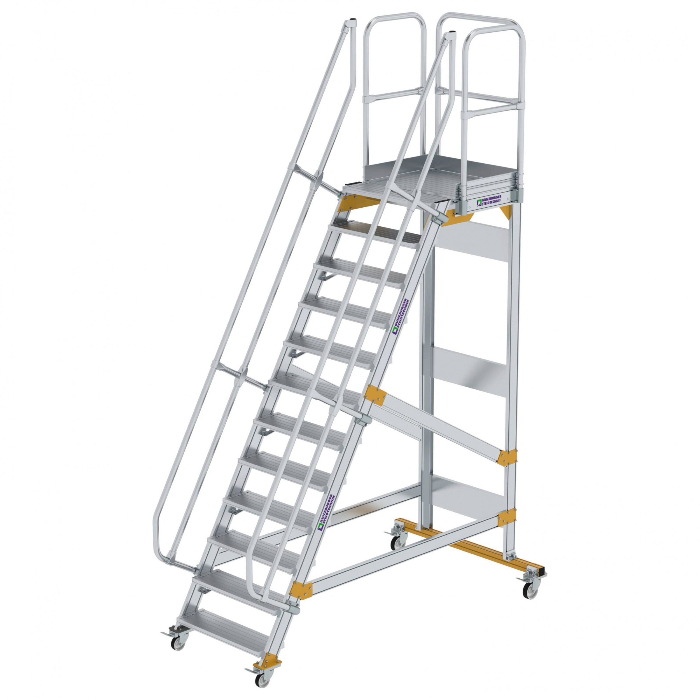 Aluminium-Plattform-Treppe fahrbar 60°, Stufenbreite 800 mm, 5 Stufen