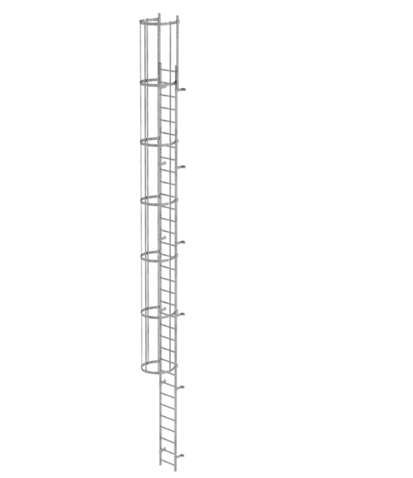 Einzügige Steigleiter mit Rückenschutz, Aluminium blank, Steighöhe 4,76 m