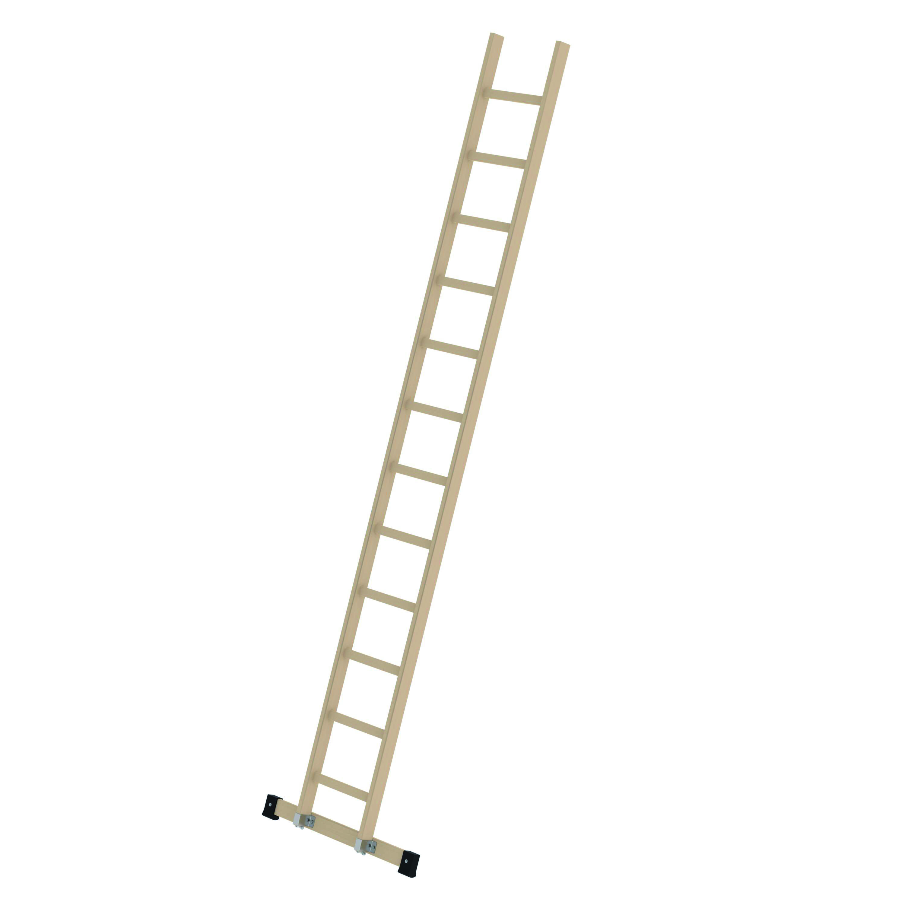 Sprossen-Anlegeleiter, 12 Sprossen Sprossen-Anlegeleiter Holz mit Standard-Traverse, 12 Sprossen
