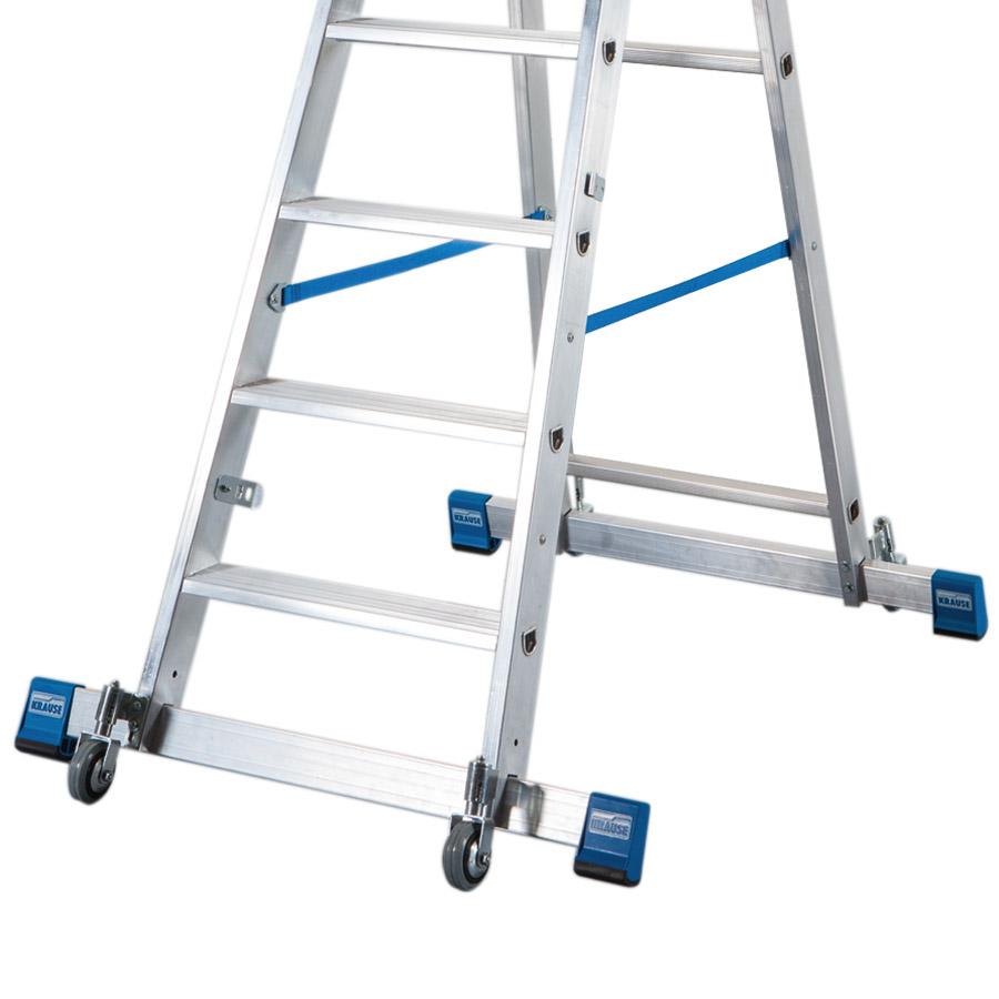 Stabilo Stufen-Stehleiter, fahrbar mit Traverse 6 Sprossen/Stufen