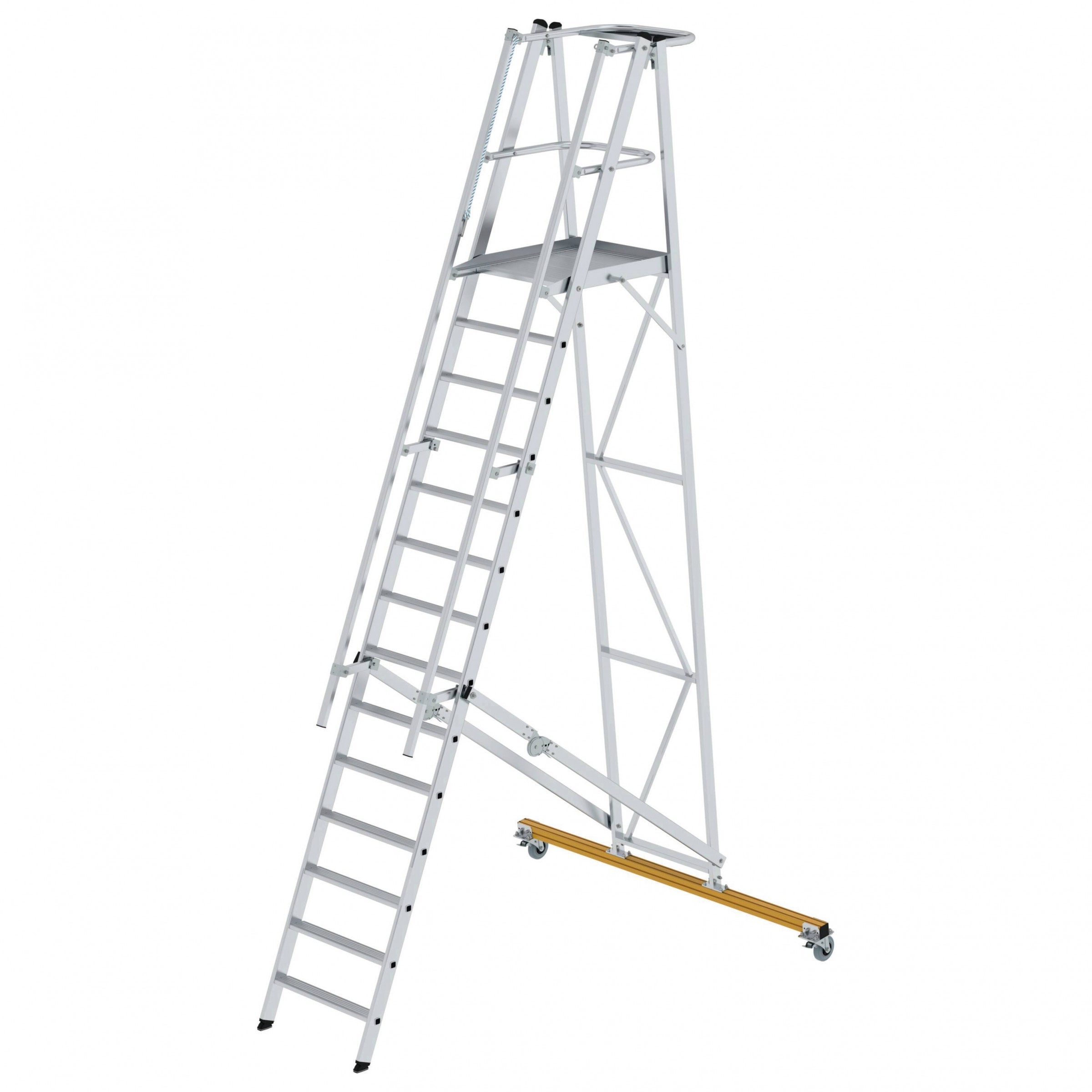 Aluminium-Podestleiter, fahrbar, klappbar, 5 Stufen Aluminium-Podestleiter, fahrbar, klappbar, 5 Stufen