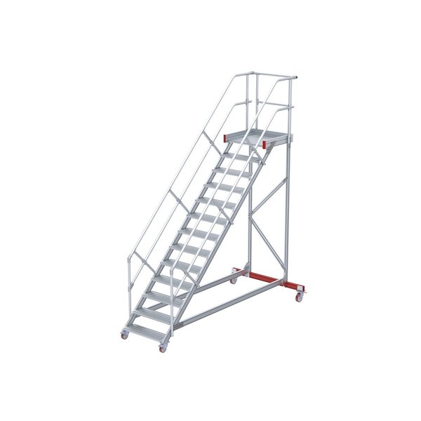 Euroline Wartungsbühne, Steigwinkel 45°, Stufenbreite 1000 mm, 12 Stufen