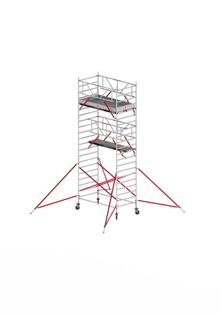 RS TOWER 52 Fahrgerüst - 5.20 m Arbeitshöhe - 1.35 m breit - 2.45 m Holzplattform - Safe-Quick® + Streben RS TOWER 52 Fahrgerüst - 5.20 m Arbeitshöhe - 1.35 m breit - 2.45 m Holzplattform - Safe-Quick® + Streben