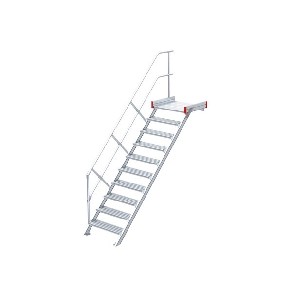 Podesttreppe, 45° Steigwinkel, 800 mm Stufenbreite, Alu gerieft, 4 Stufen Podesttreppe, 45° Steigwinkel, 800 mm Stufenbreite, Alu gerieft, 4 Stufen
