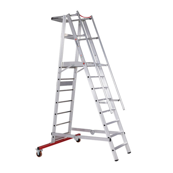 PREMIUM line Aluminium-Podestleiter fahrbar, klappbar, 4 Stufen
