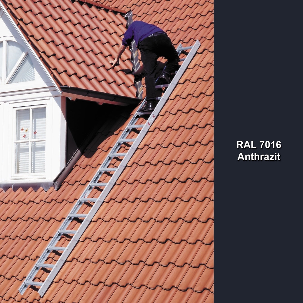 Euroline Premium Alu-Dachauflegeleiter, anthrazit PREMIUM line Alu-Dachauflegeleiter, RAL 7016 anthrazit, 10 Sprossen