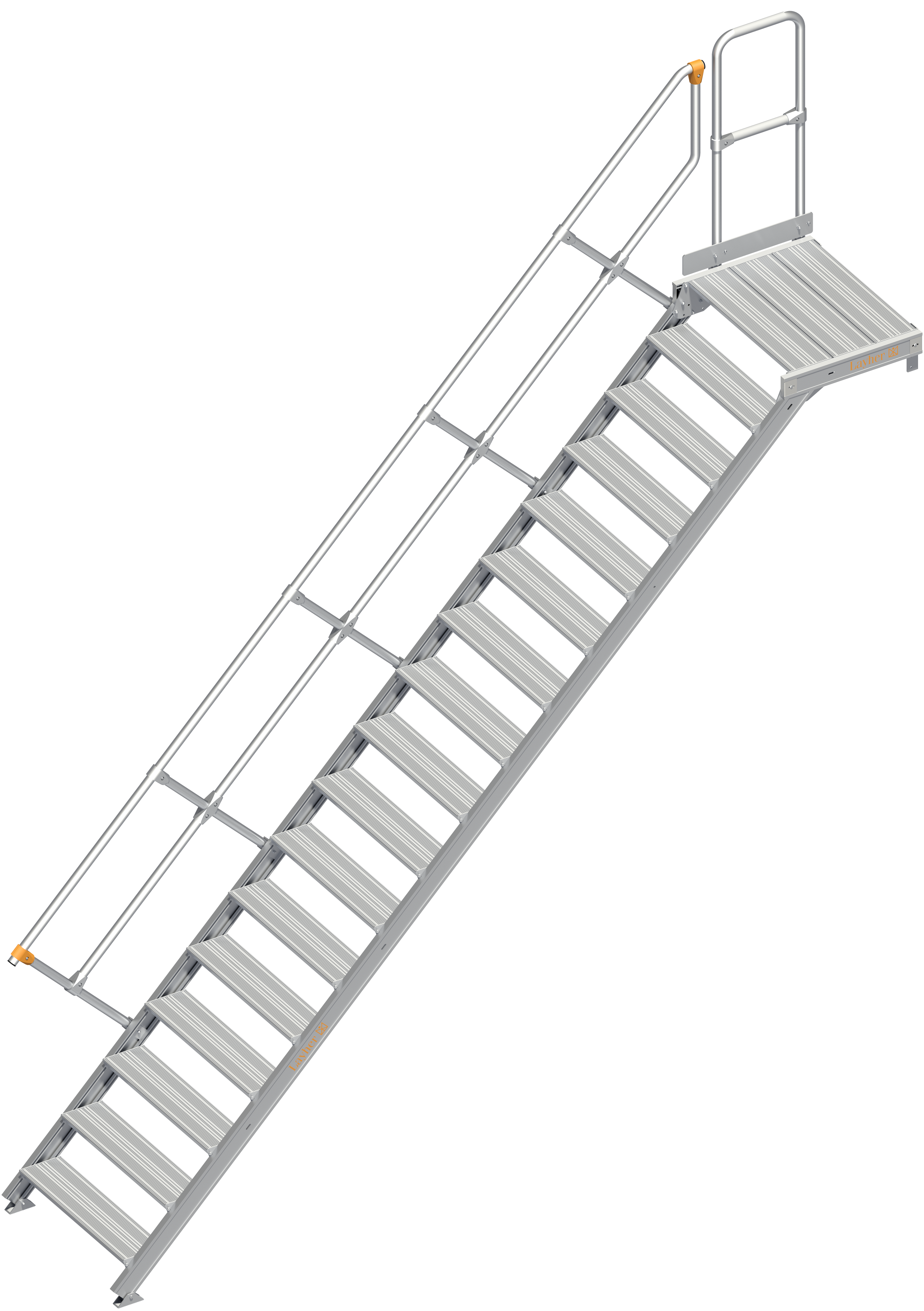 Alu-Treppe 112 mit Plattform Neigung 45° Breite 0,80 m, 3 Stufen