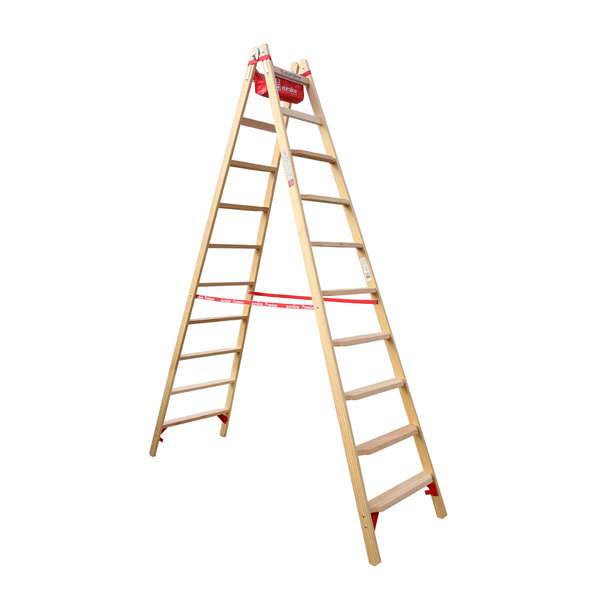 Holz-Comfort-Stufenstehleiter, 2 x 4 Stufen