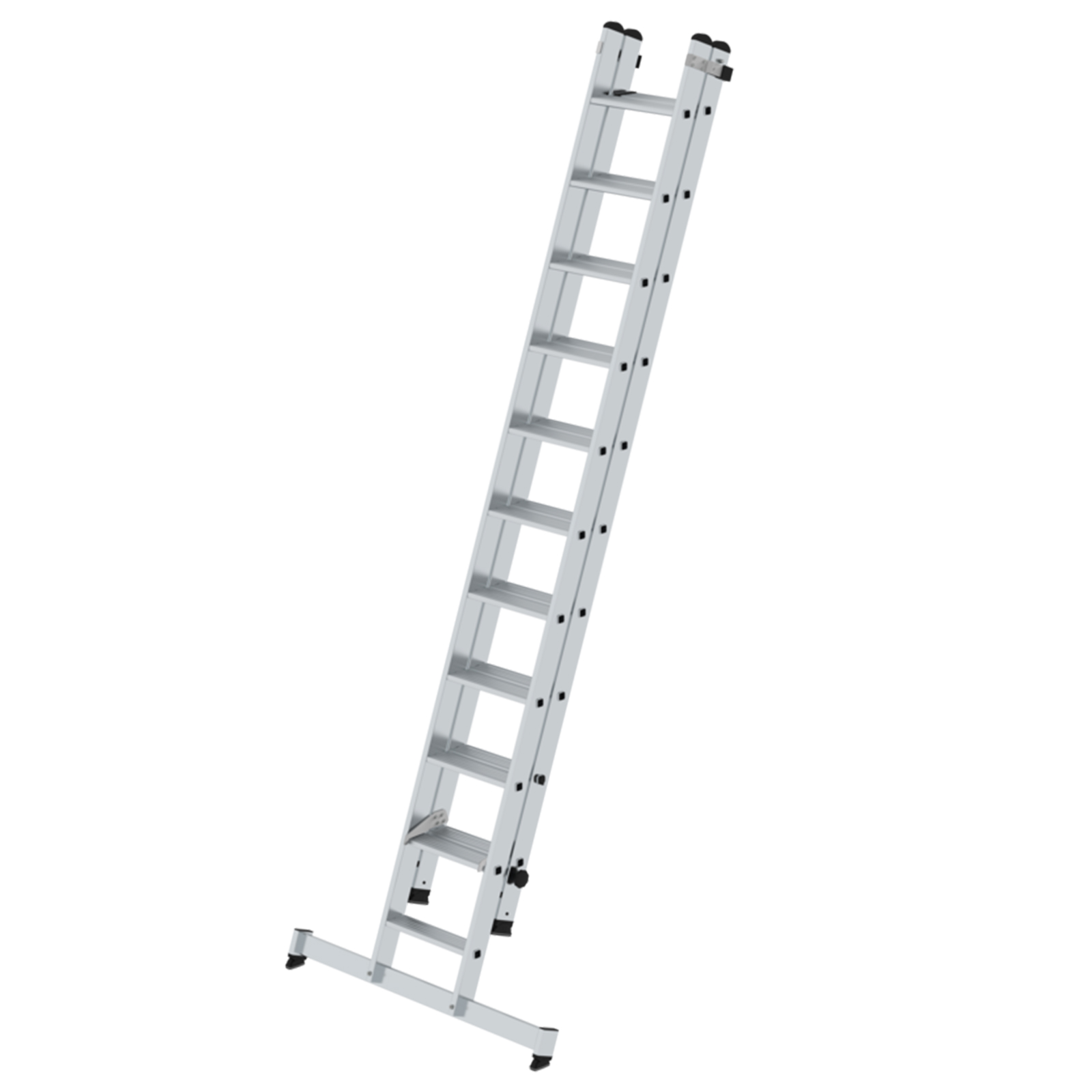 Stufen-Schiebeleiter 2-teilig mit nivello-Traverse ohne clip-step R13, 2 x 7 Stufen