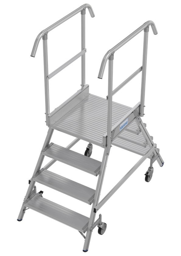 Stabilo Podestleiter fahrbar, beidseitig begehbar, 2 x 3 Sprossen inklusive Plattform