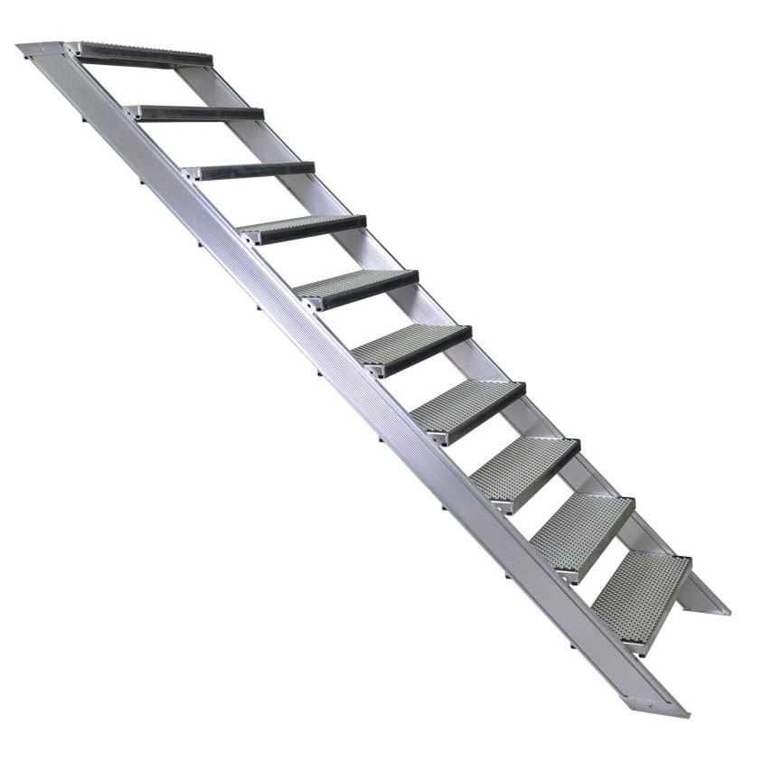 Treppe mit Stahl Gitterrost-Stufen, 14 Stufen