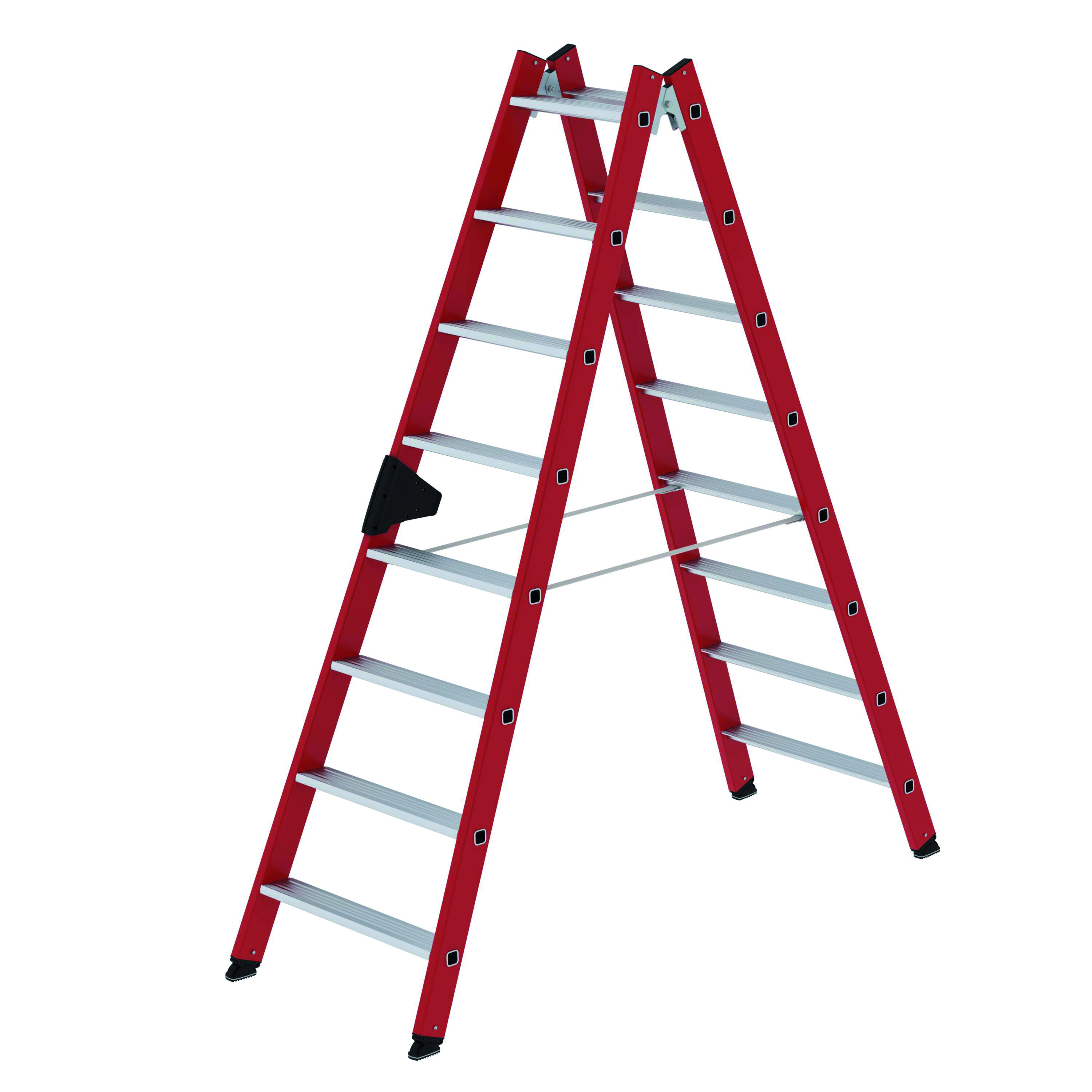 Stufen-Stehleiter, beidseitig begehbar GFK/Alu, 2x8 Stufen Stufen-Stehleiter, beidseitig begehbar GFK/Alu, 2x4 Stufen