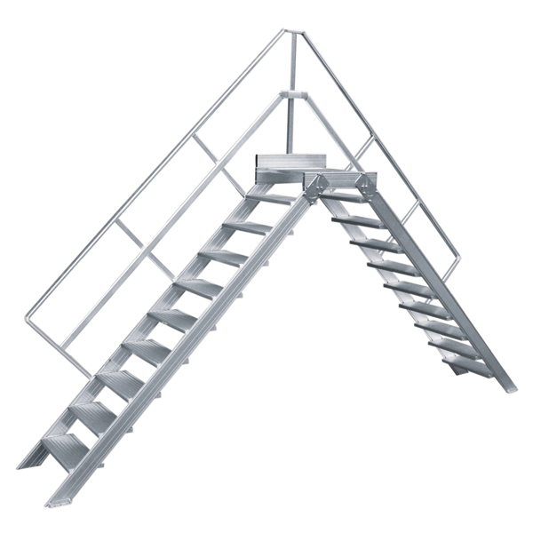 Überstieg stationär, Treppenneigung 45°, Stufenbreite 1000 mm - 3 Stufen