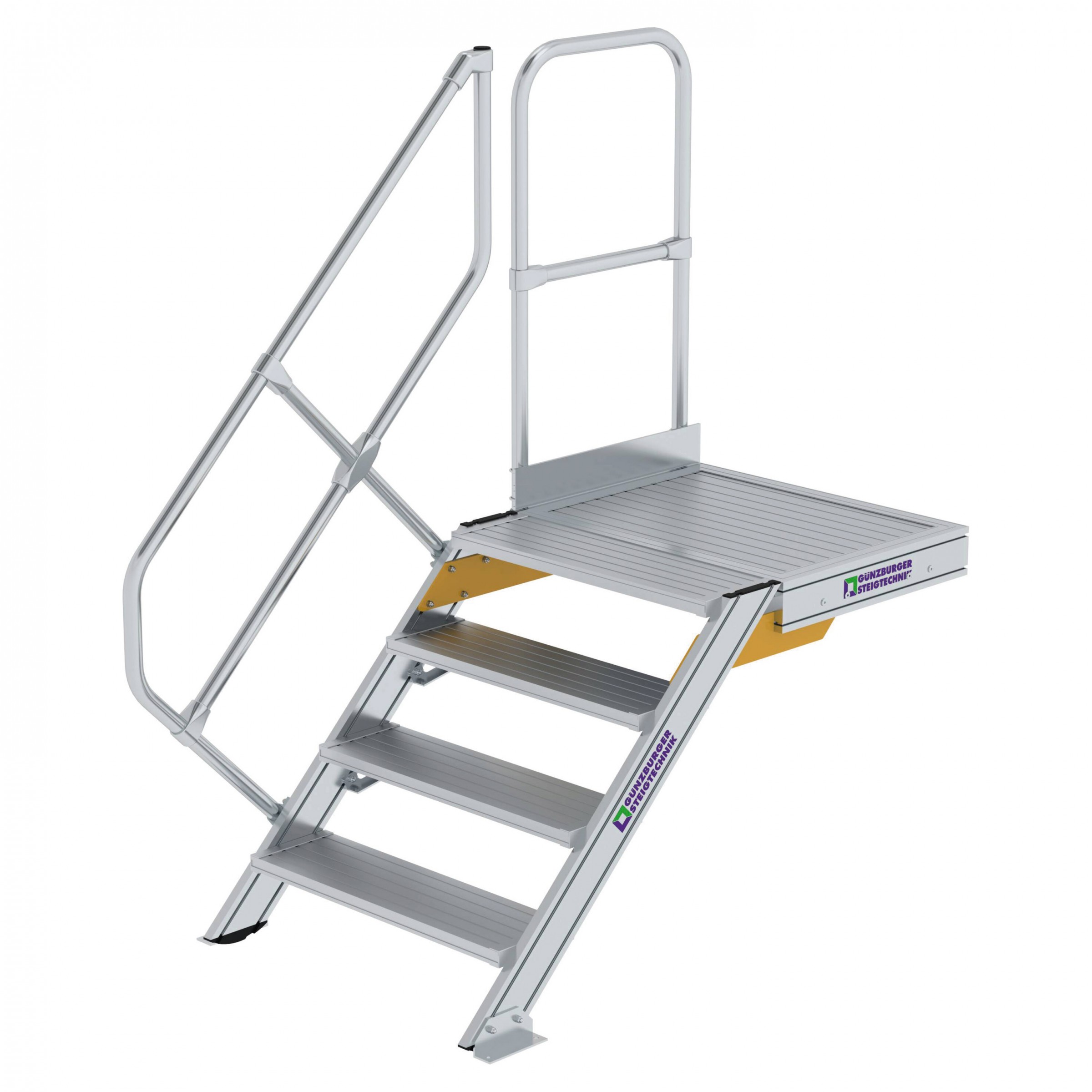 Aluminium-Treppe mit Plattform, 45°, Stufenbreite 800 mm, 10 Stufen Aluminium-Treppe mit Plattform, 45°, Stufenbreite 800 mm, 10 Stufen