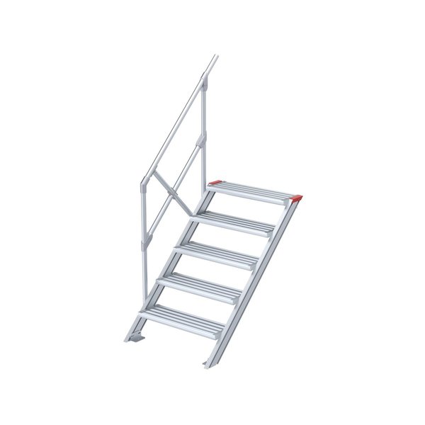 Treppe, 45° Steigwinkel, 1000 mm Stufenbreite, Alu gerieft, 4 Stufen