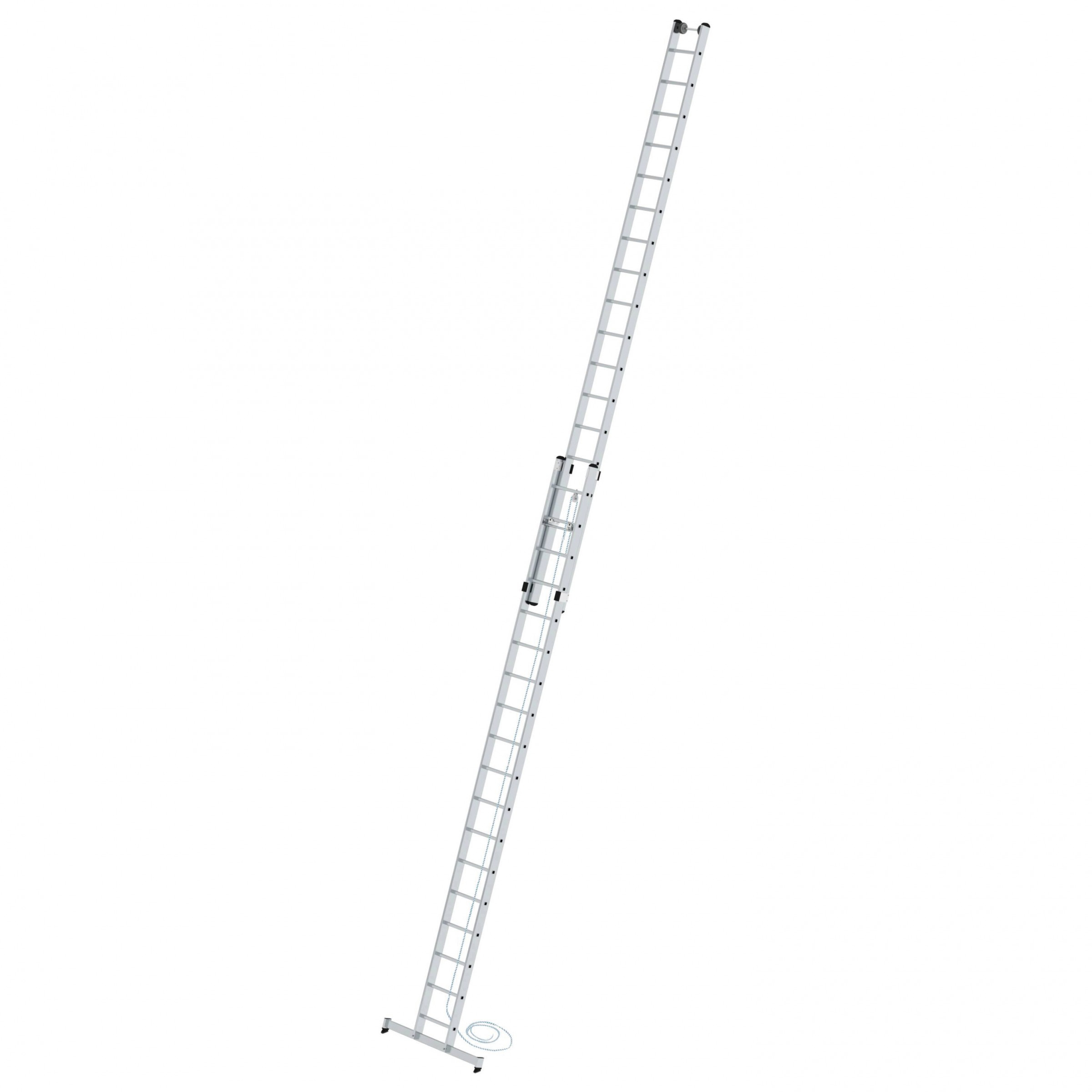 Aluminium-Seilzugleiter 2-teilig mit nivello®-Traverse, 2x18 Sprossen Aluminium-Seilzugleiter 2-teilig mit nivello®-Traverse - 2x14 Sprossen