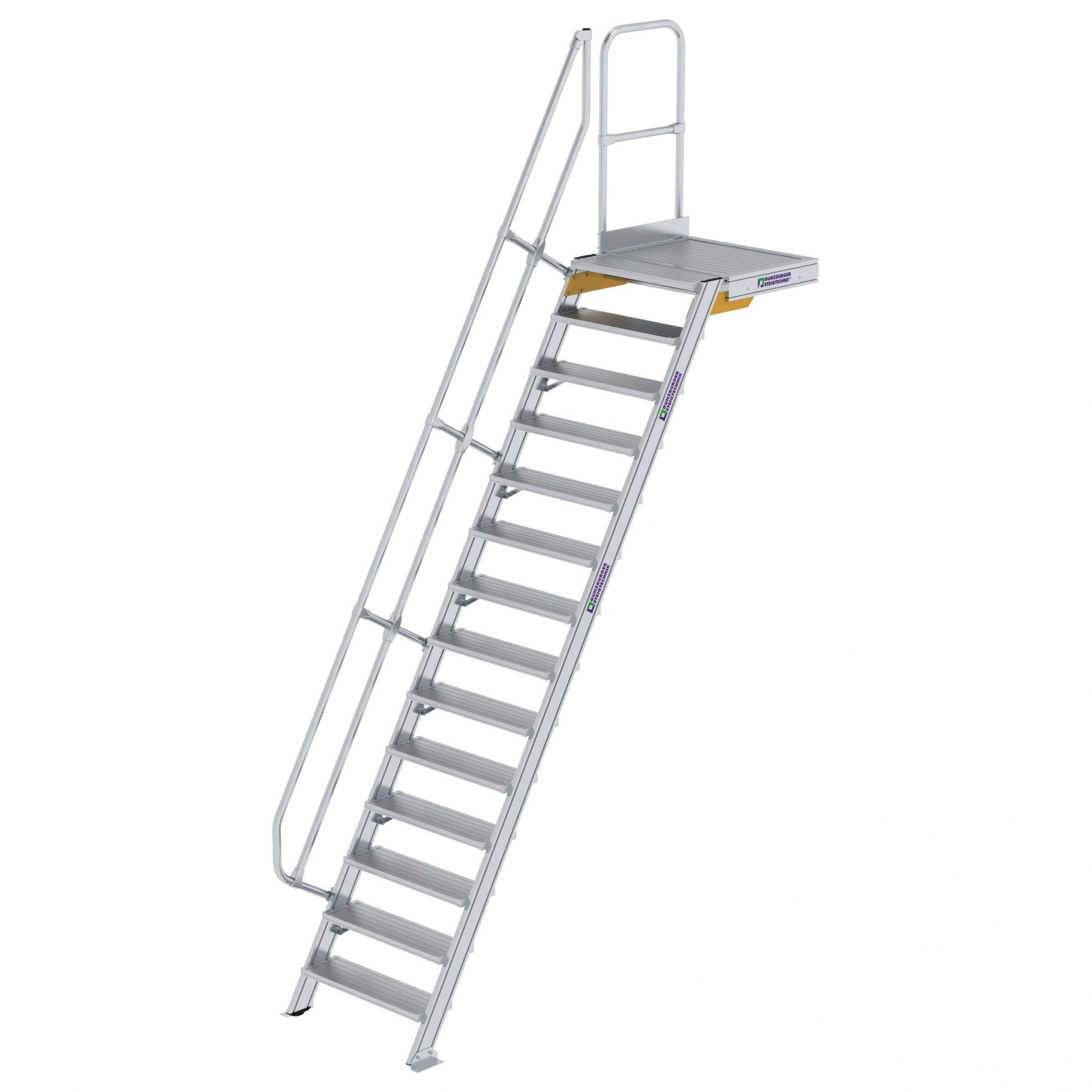 Aluminium-Treppe 60° mit Podest, Stufenbreite 800 mm, 4 Stufen Aluminium-Treppe 60° mit Podest, Stufenbreite 800 mm, 4 Stufen