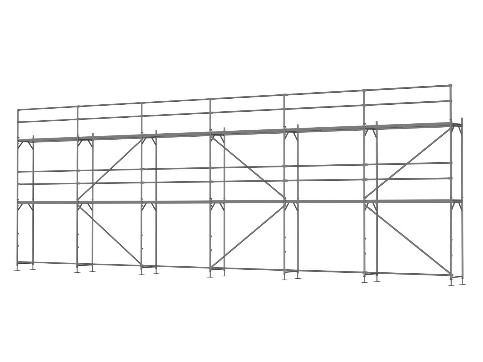 Stahl Traufseitengerüst 90 qm - 2,5 m Felder - 15 m lang - 6 m Arbeitshöhe - Basis-Gerüst