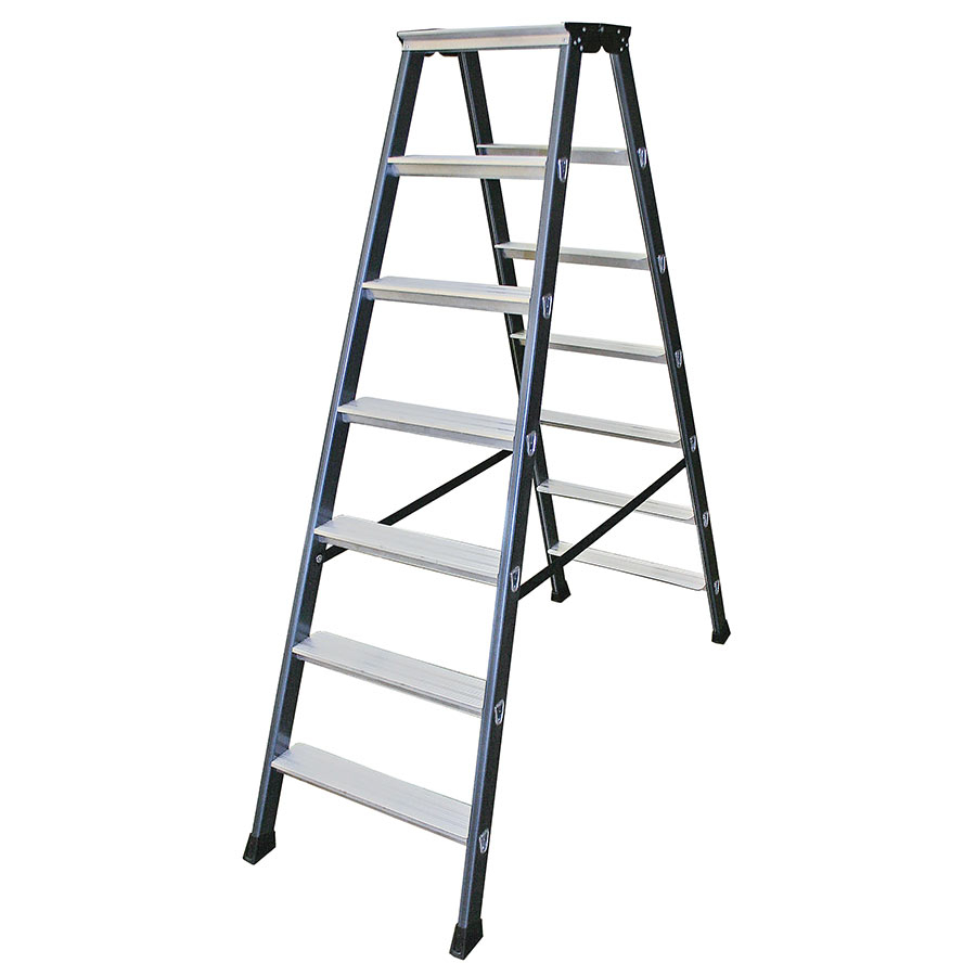 Monto Stufen-Doppelleiter SePro D eloxiert 2x7 Stufen