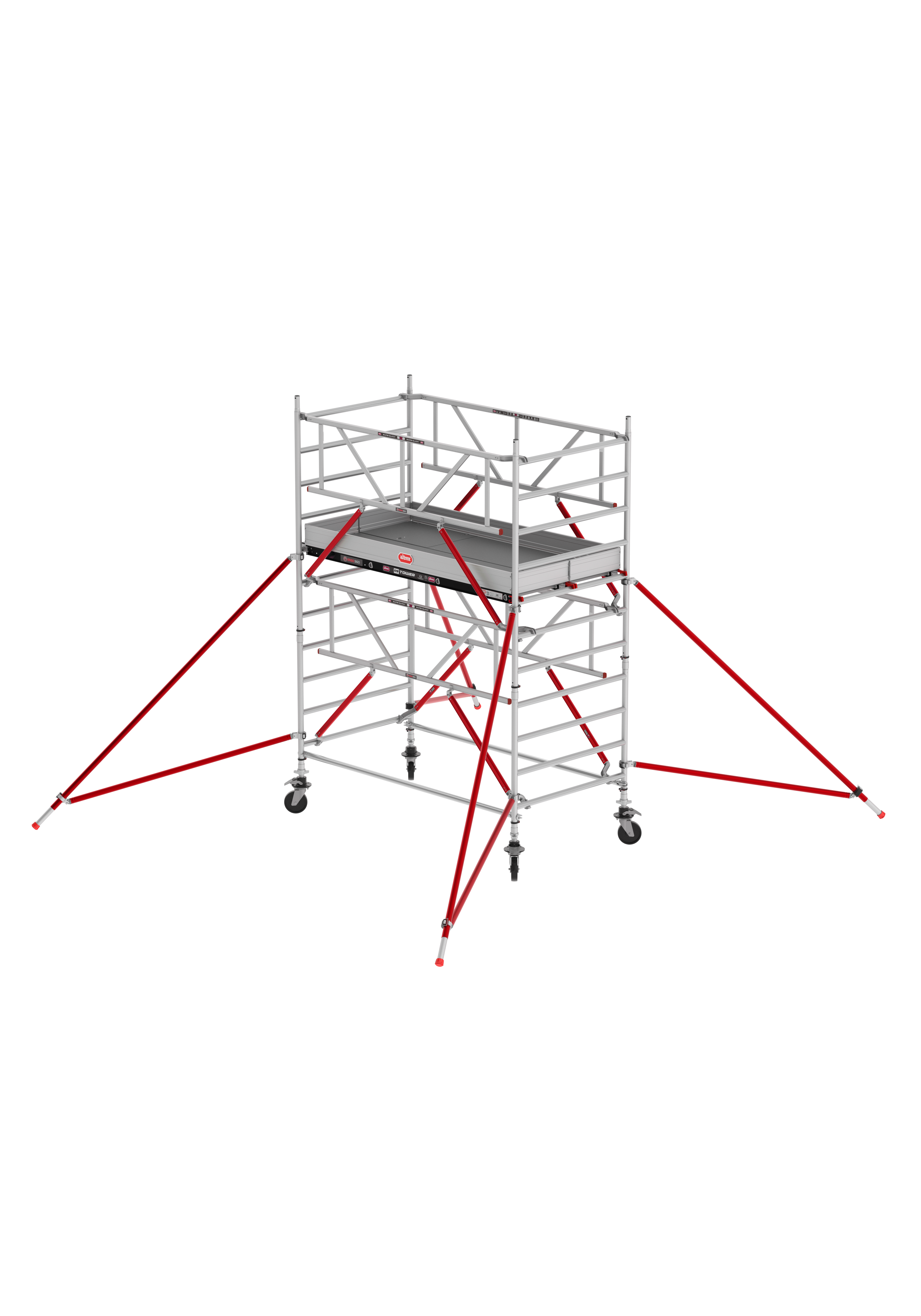 FAHRGERÜST RS TOWER 52 mit Safe Quick, 2 Geländer - Breit 1,35 m Holz Länge 2,45 m Standhöhe 2,20m