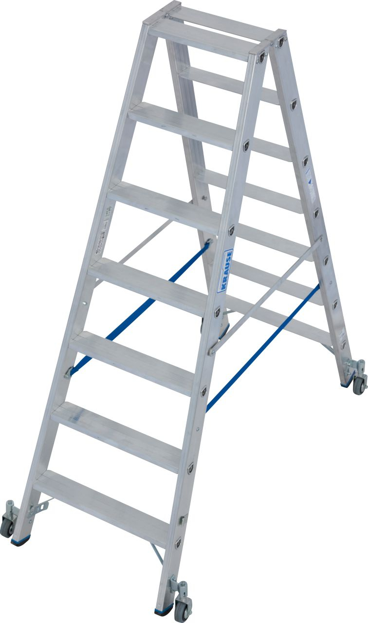 Stabilo Stufen-Doppelleiter, fahrbar 2x3 Stufen