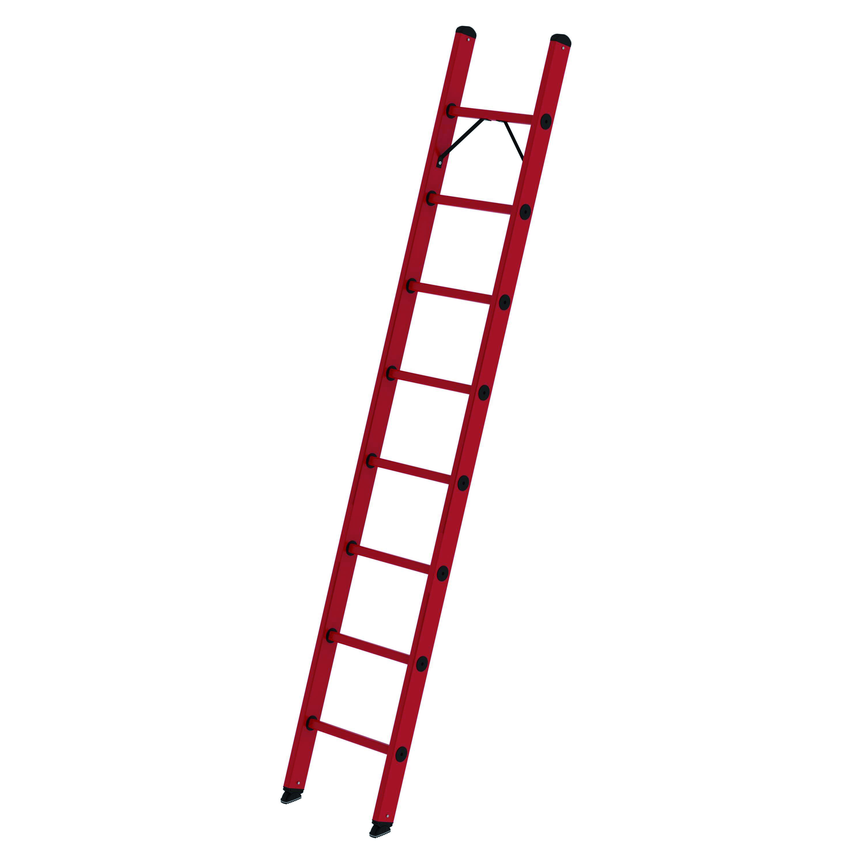 8 Sprossen Sprossen-Anlegeleiter GFK ohne Traverse, 6 Sprossen