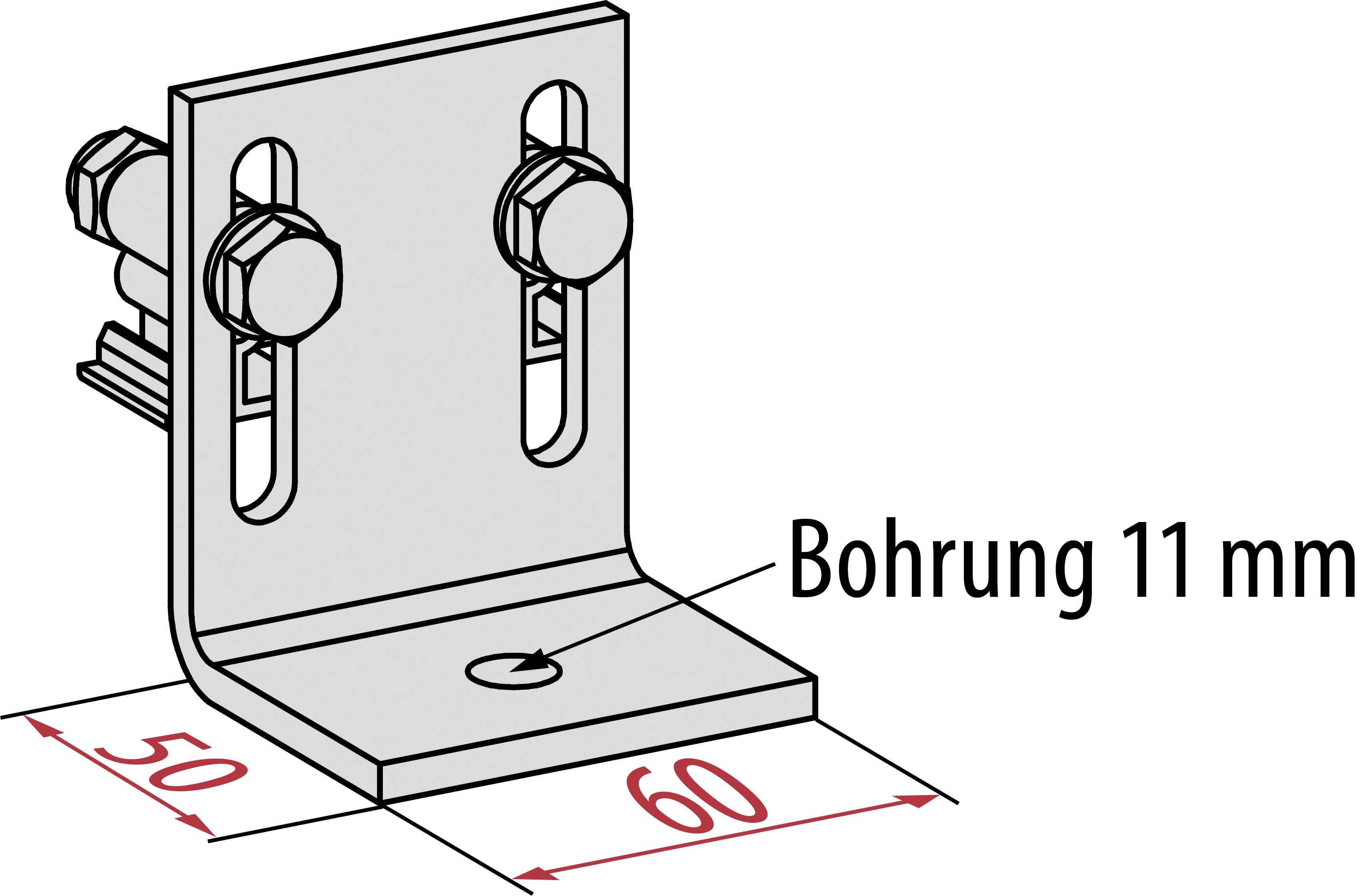 Detail mit Abmessung Bodenwinkel - verstellbare Ausführung