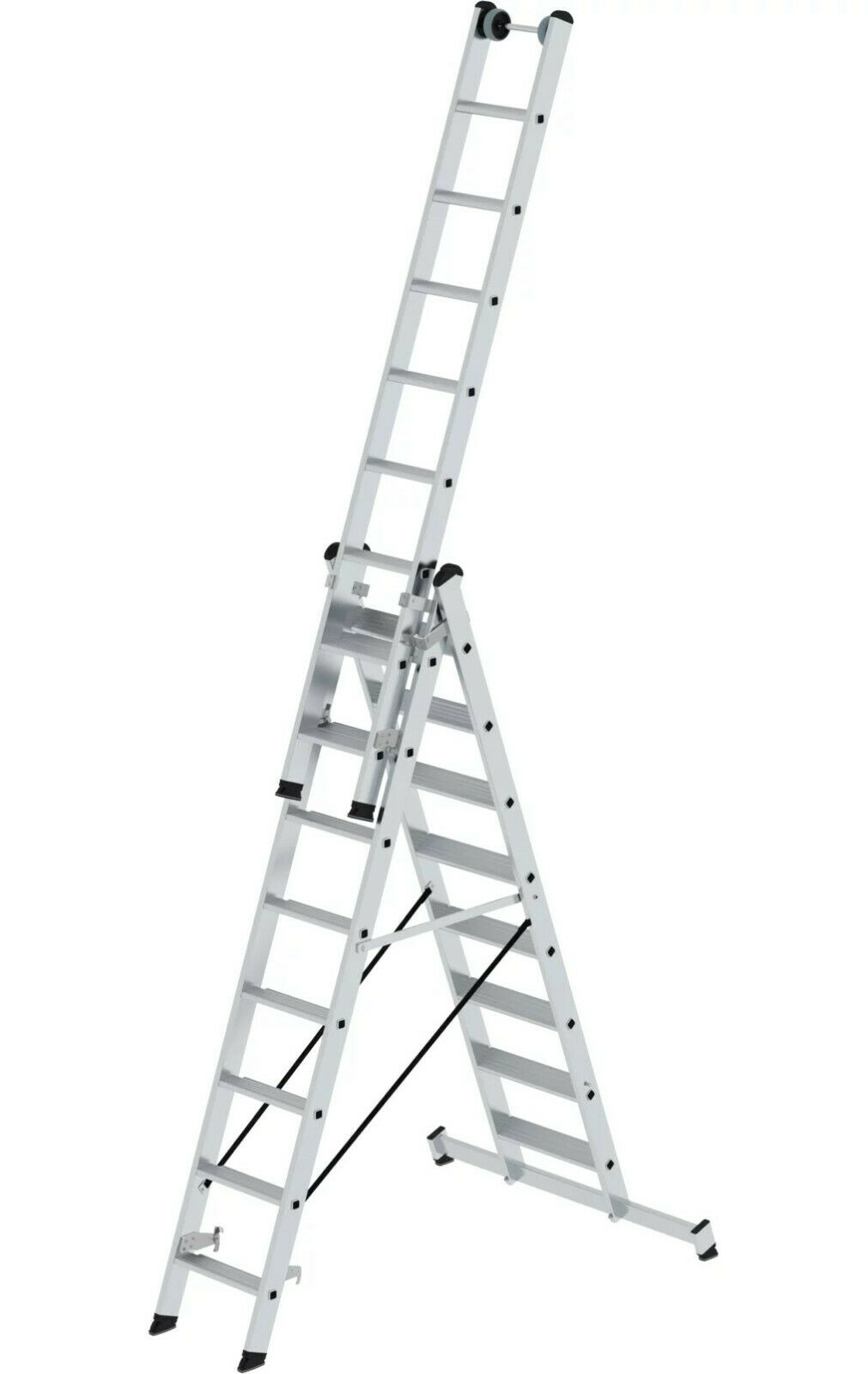 Stufen-Mehrzweckleiter 3-teilig mit nivello®-Traverse , 3x8 Stufen Stufen-Mehrzweckleiter 3-teilig mit nivello®-Traverse, 3x8 Stufen
