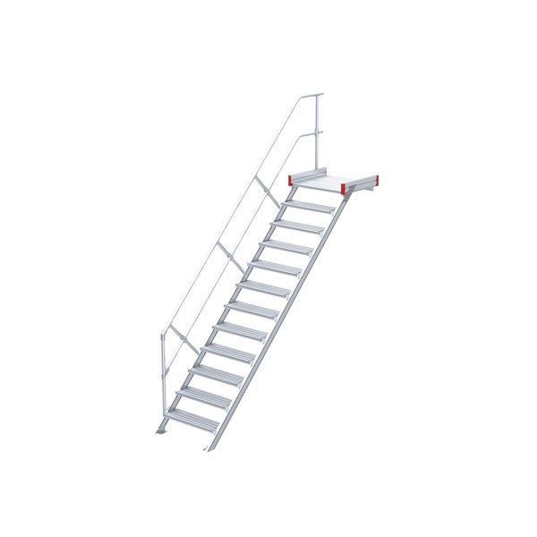 Podesttreppe, 45° Steigwinkel, 800 mm Stufenbreite, Alu gerieft, 4 Stufen Podesttreppe, 45° Steigwinkel, 800 mm Stufenbreite, Alu gerieft, 4 Stufen
