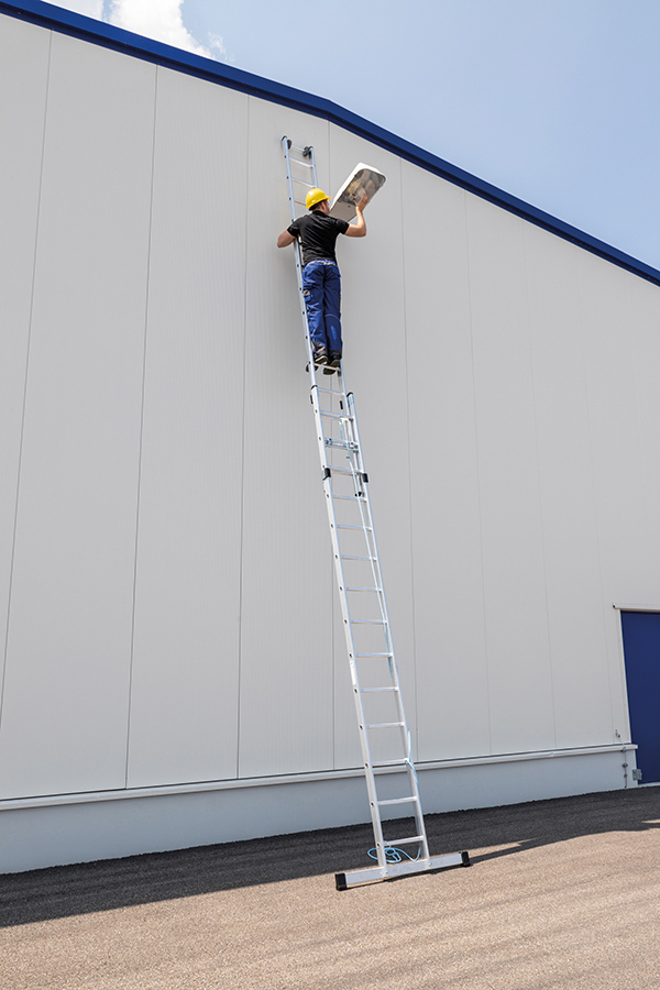 Aluminium-Seilzugleiter 2-teilig mit Standard-Traverse Aluminium-Seilzugleiter 2-teilig mit Standard-Traverse - 2x14 Sprossen