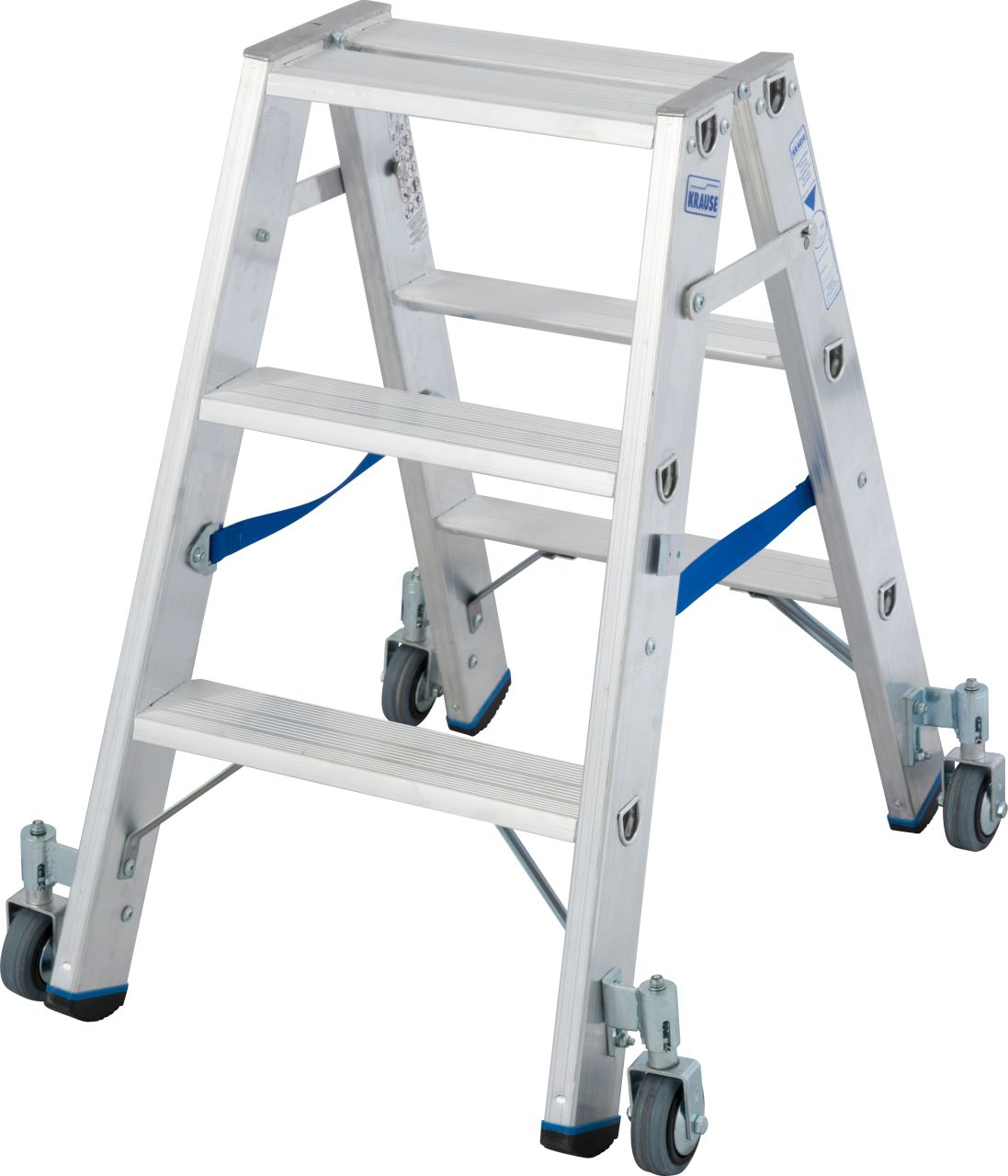 Stabilo Stufen-Doppelleiter, fahrbar 2x3 Stufen