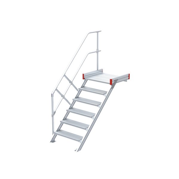 Podesttreppe, 45° Steigwinkel, 800 mm Stufenbreite, Alu gerieft, 4 Stufen Podesttreppe, 45° Steigwinkel, 800 mm Stufenbreite, Alu gerieft, 4 Stufen
