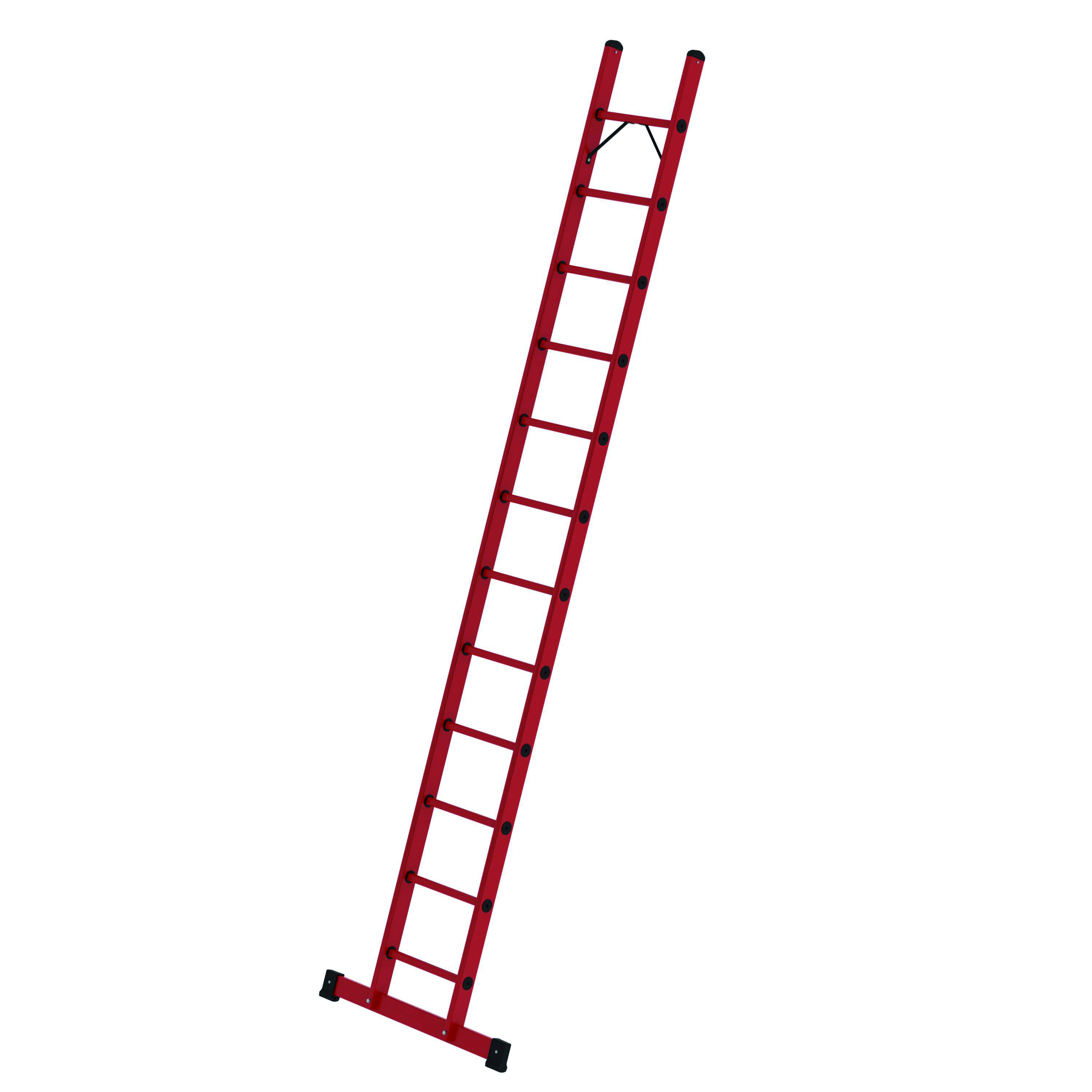 Anlegeleiter mit Standtraverse 12 Sprossen Sprossen-Anlegeleiter GFK mit Traverse , 12 Sprossen