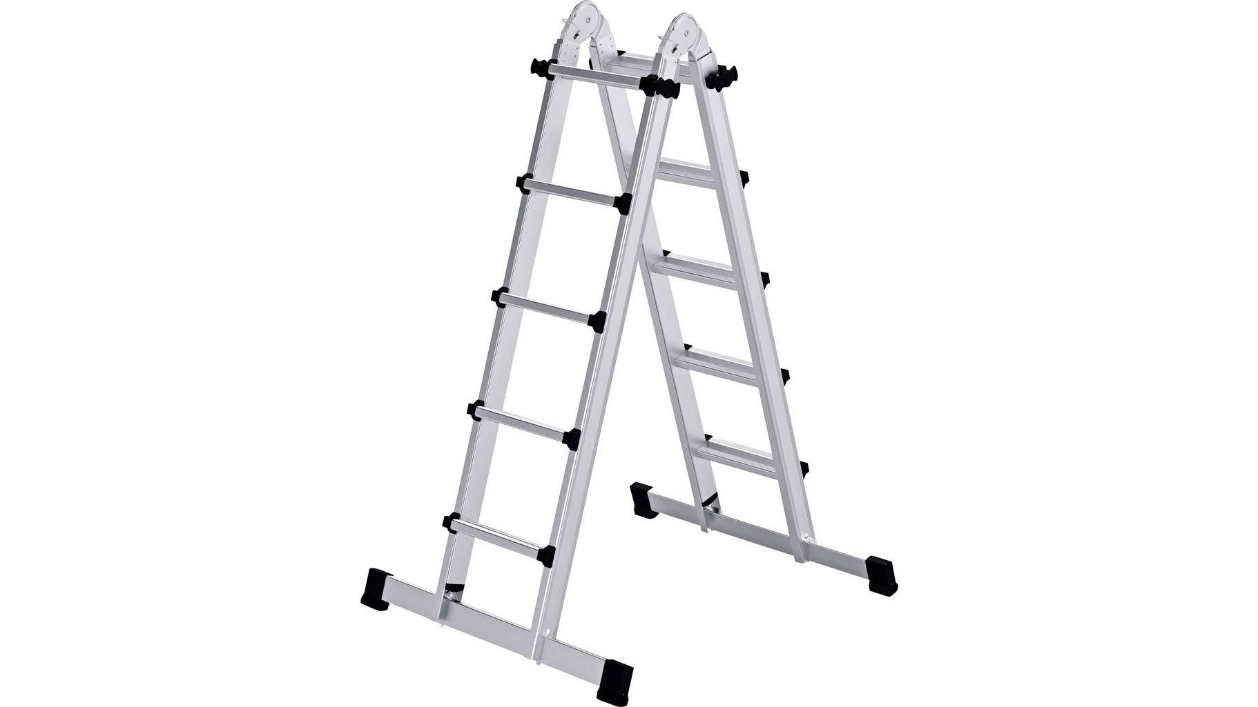 Teleskopleiter 4-teilig mit Traverse, 4 x 5 Sprossen