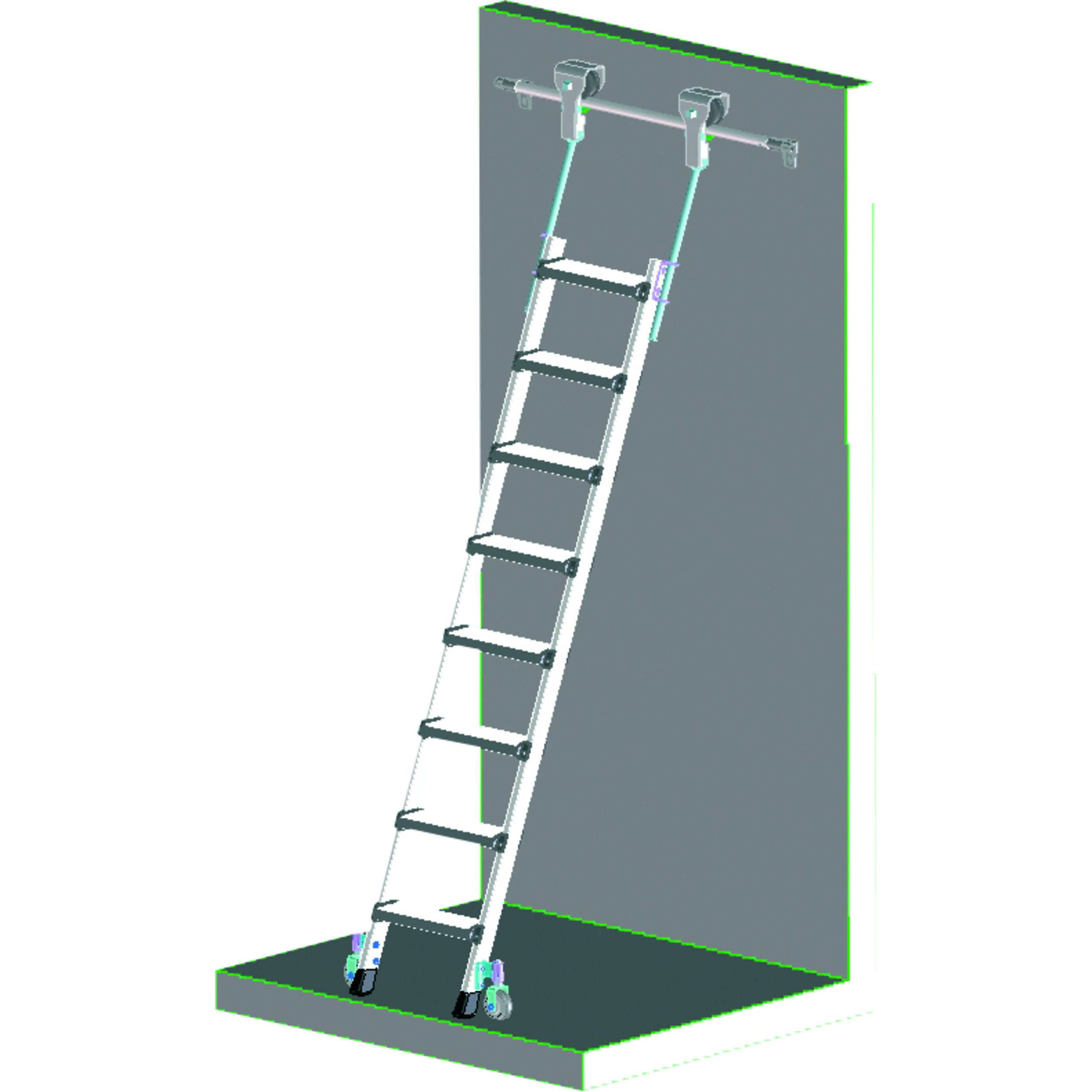 Comfortstep Trec LH, Geschraubte Stufen-Regalleiter fahrbar, 8 Stufen Comfortstep Trec LH, Geschraubte Stufen-Regalleiter fahrbar, 8 Stufen