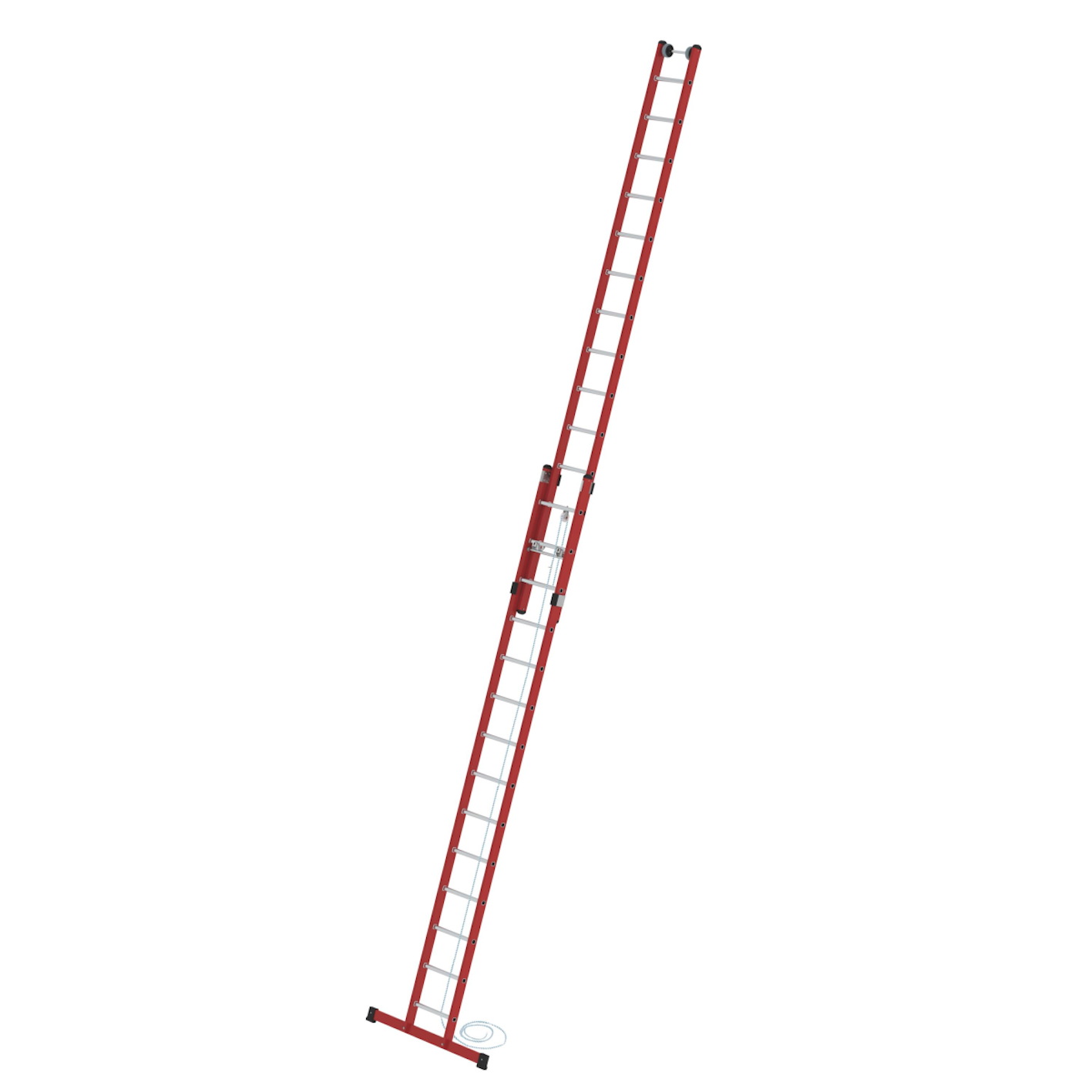 Kunststoff-Seilzugleiter, 2-teilig, mit Standtraverse 2x14 Sprossen/Stufen