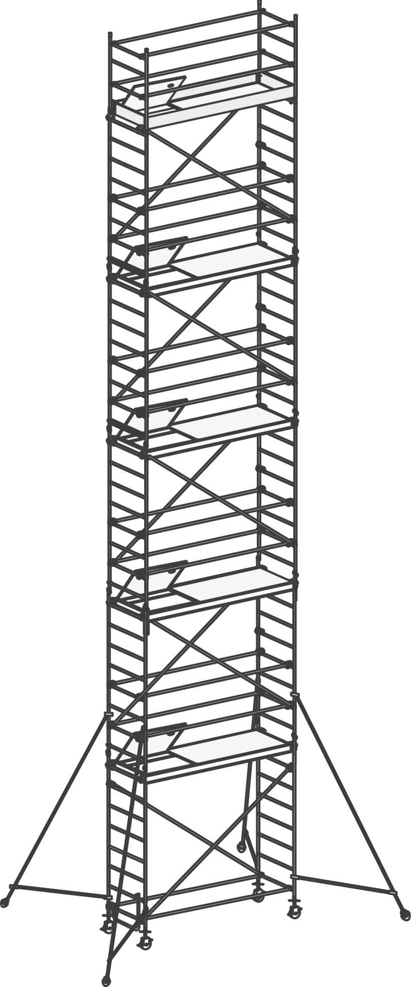 Fahrgerüst, Standhöhe, 10,40 m Fahrgerüst nach DIN EN 1004 mit Ausleger - Standhöhe 1,40 m