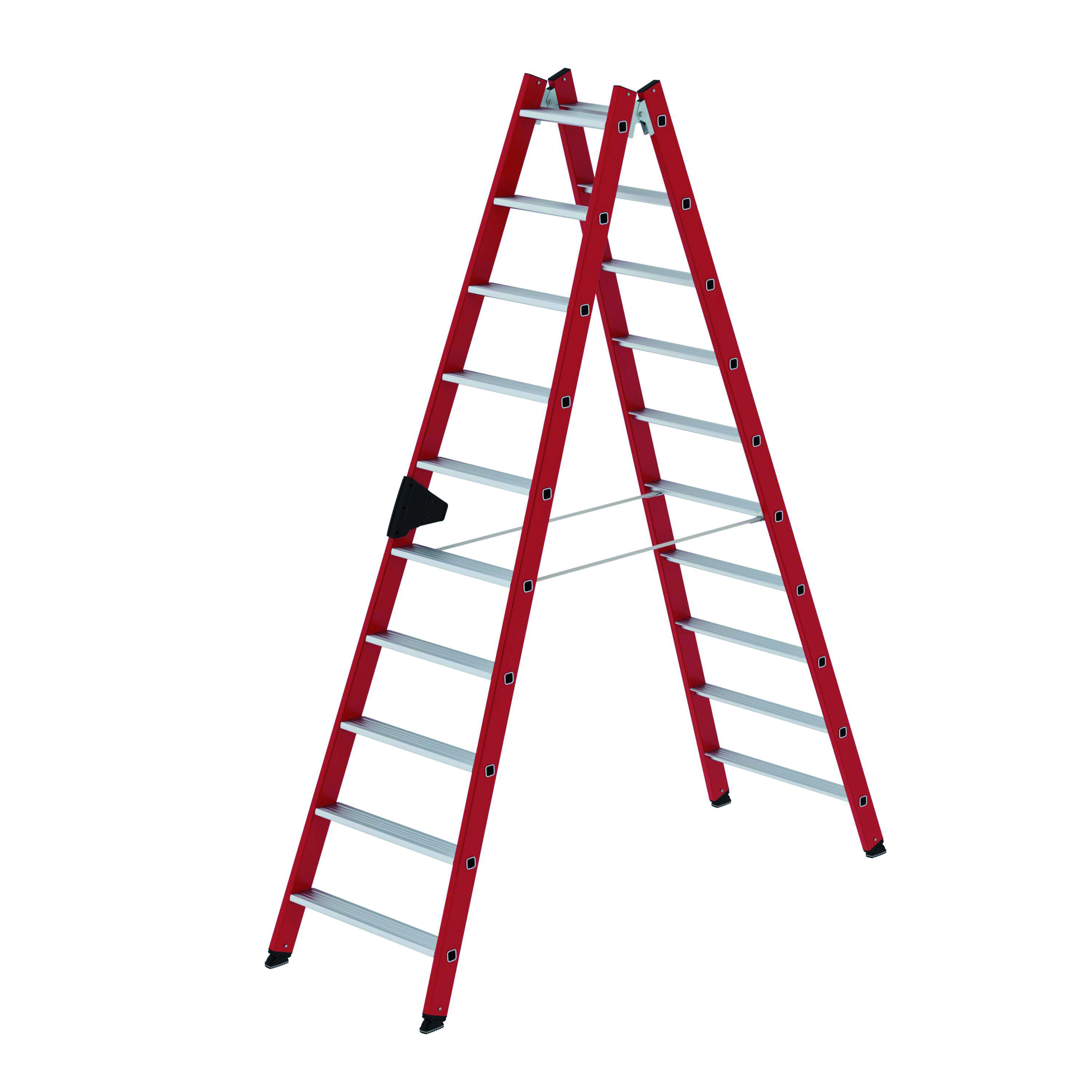 Stufen-Stehleiter, beidseitig begehbar GFK/Alu, 2x10 Stufen Stufen-Stehleiter, beidseitig begehbar GFK/Alu, 2x4 Stufen