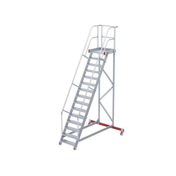Wartungsbühne, 60° Steigwinkel, 800 mm Stufenbreite, Alu gerieft, 6 Stufen