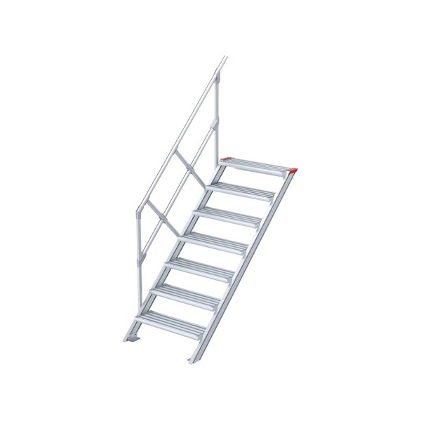 Treppe, 45° Steigwinkel, 1000 mm Stufenbreite, Alu gerieft, 4 Stufen