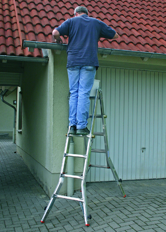 TeleVario Sprossen-Gelenk-Teleskopleiter mit 4 Holmverlängerungen 4x4 Sprossen/Stufen