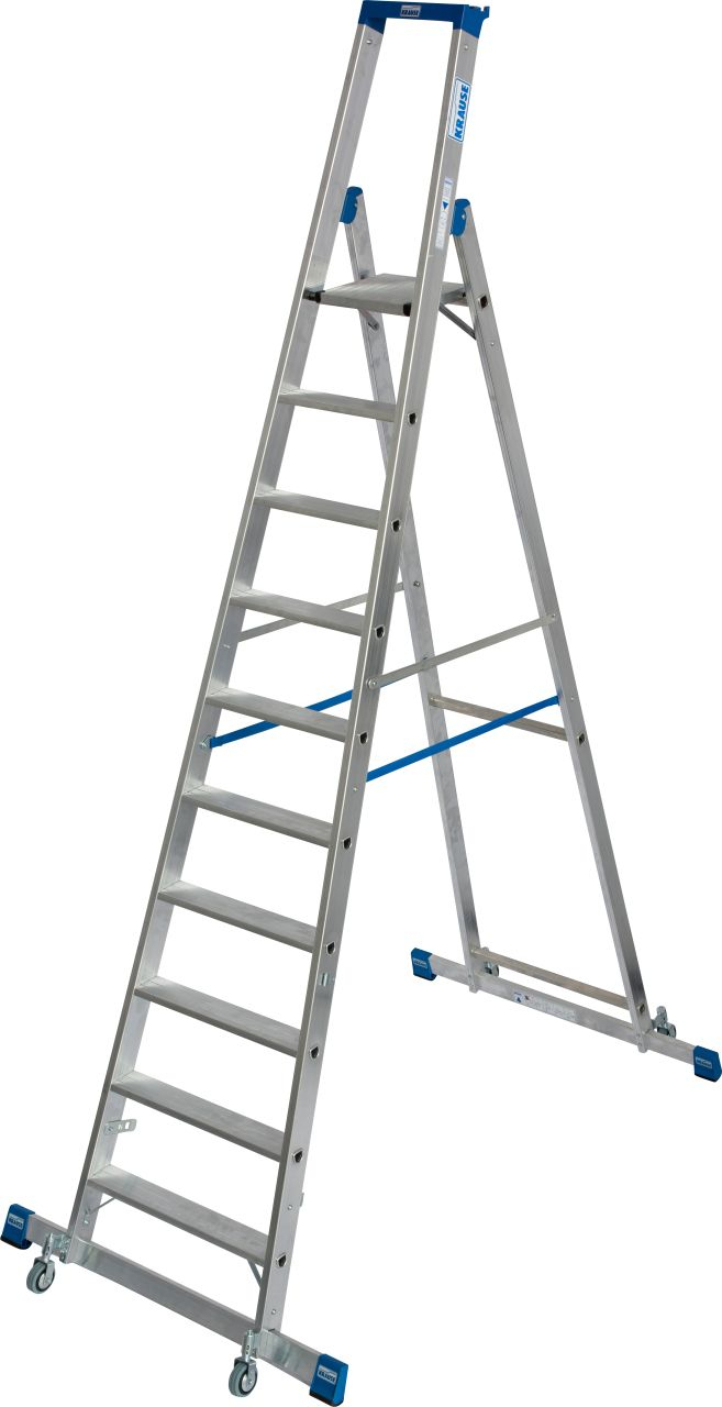 Stabilo Stufen-Stehleiter, fahrbar mit Traverse, 10 Stufen Stabilo Stufen-Stehleiter, fahrbar mit Traverse 6 Stufen