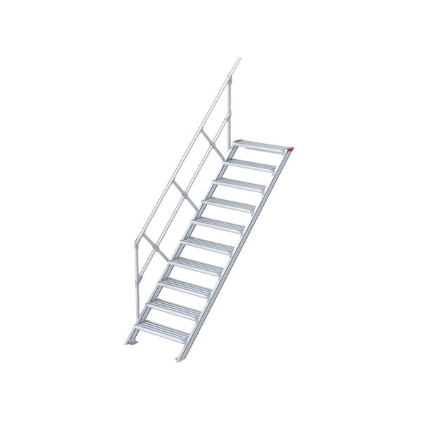 Treppe, 45° Steigwinkel, 1000 mm Stufenbreite, Alu gerieft, 4 Stufen